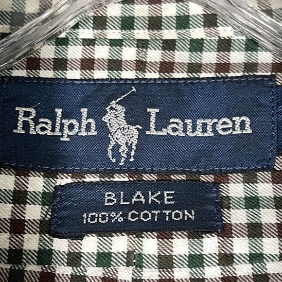 Ralph Lauren Mens Blake Button Down Shirt Size L Green Brown Check Long Sleeve - Picture 5 of 8